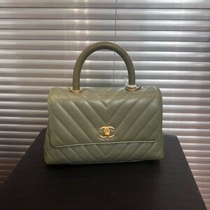 SOLD-Chanel Khaki Quilted Satchel